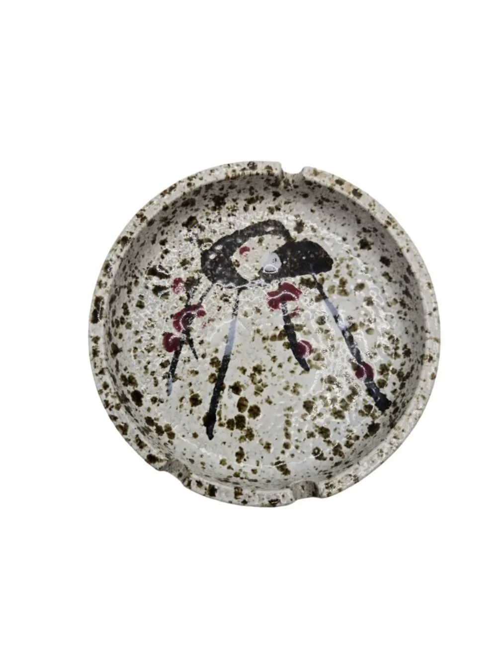 Vintage MCM Ceramic Ashtray Abstract Splatter Design Japan Mid Century Modern
